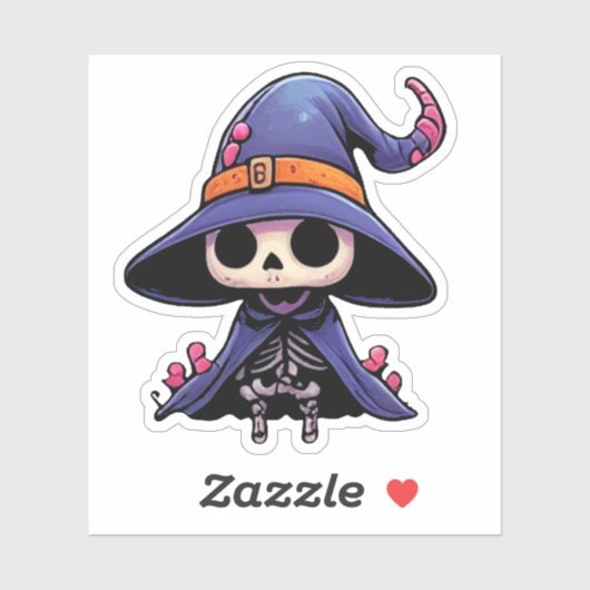 Cute Skeleton Witch - Halloween Kawaii Aufkleber (Blatt)