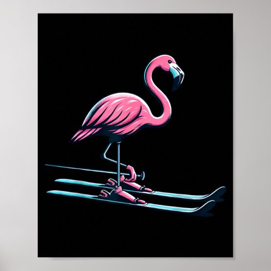 Cute skiing flamingo design winter sports poster (Vorne)
