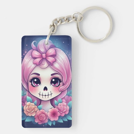 Cute Skull Acrylic Keychain Schlüsselanhänger (Rückseite)