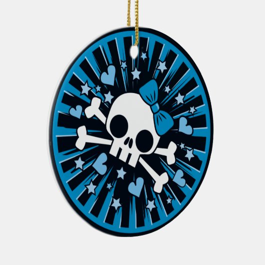 Cute Skull and Crossbones Ceramic Ornament (Rechts)