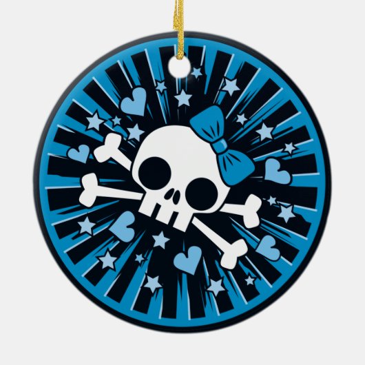 Cute Skull and Crossbones Ceramic Ornament (Hinten)