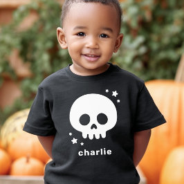 Cute skull with stars and name kids Halloween Kleinkind T-shirt