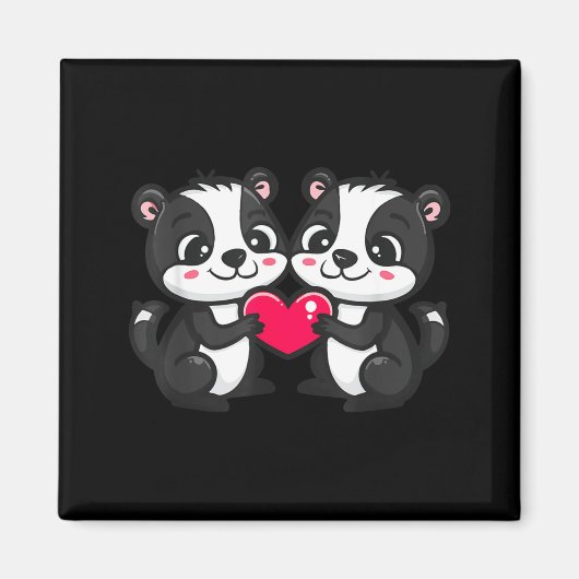Cute Skunk In Love Couple Heart _ Valentines Day Magnet (Vorne)