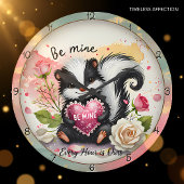 Cute Skunk Valentine Heart Große Wanduhr