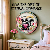 Cute Skunk Valentine Heart Große Wanduhr