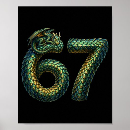 Cute Sleeng Dragon 67 Cool Six-seven Funny Six Sev Poster (Vorne)