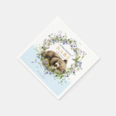 Cute Sleeping Baby Bear Baby Shower Napkins Serviette (Ecke)