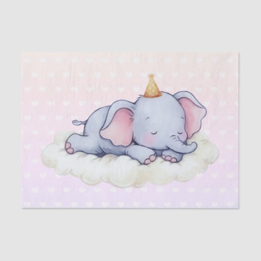 Cute Sleeping Baby Elephant Baby Shower Seidenpapier (Vorderseite)