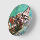 Cute Sleeping Baby Ocelot Kitten Runde Wanduhr (Winkel)