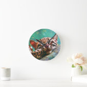 Cute Sleeping Baby Ocelot Kitten Runde Wanduhr (Zuhause)