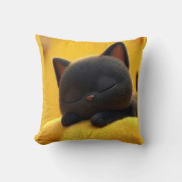 Cute Sleeping Black Cat Pillow Cozy Pet Lover Gift Kissen
