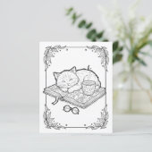 Cute Sleeping Cat Coloring Page (Stehend Vorderseite)