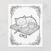 Cute Sleeping Cat Coloring Page (Vorderseite)