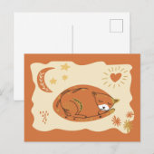 Cute Sleeping Cat Folk Art  - Artist Postcard Postkarte (Vorne/Hinten)