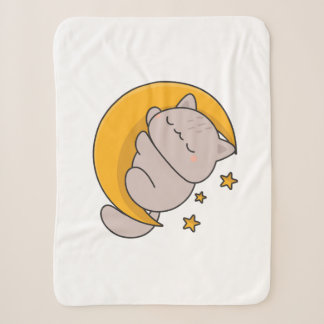 Cute Sleeping Cat on Crescent Moon Sherpadecke