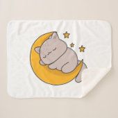 Cute Sleeping Cat on Crescent Moon Sherpadecke (Vorderseite (Horizontal))