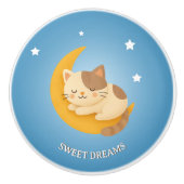 Cute Sleeping Cat on Moon Sweet Dreams  Keramikknauf (Vorderseite)