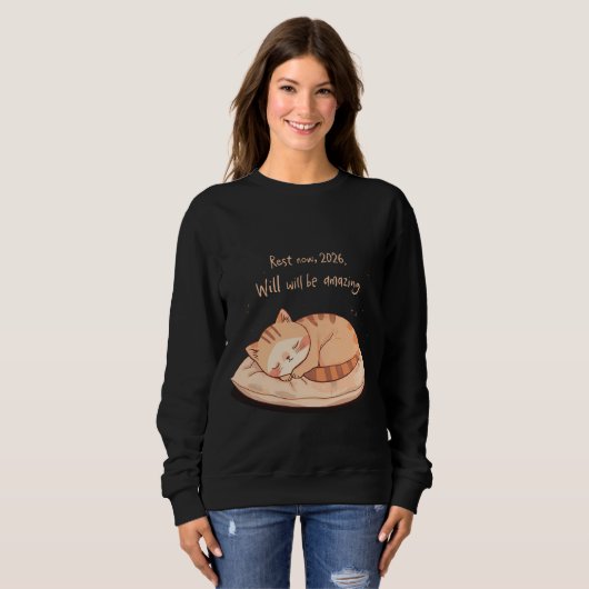 Cute Sleeping Cat Shirt – Relaxing New Year Gift  (Vorne ganz)