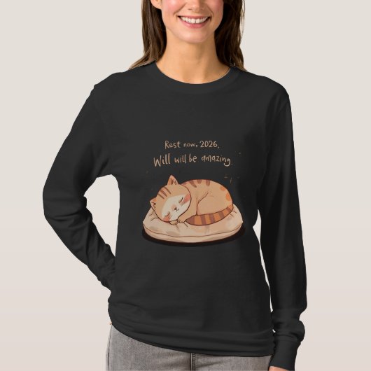 Cute Sleeping Cat Shirt – Relaxing New Year Gift  (Vorderseite)