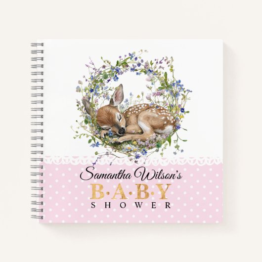 Cute Sleeping Doe Baby Shower Guest Book Notizblock (Vorderseite)