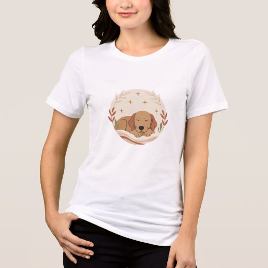 Cute Sleeping Dog Boho Aesthetic T-Shirt Tri-Blend Shirt (Vorderseite)