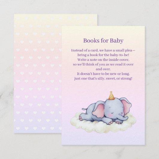 Cute Sleeping Elephant Baby Shower Enclosure Card Begleitkarte (Vorne/Hinten)