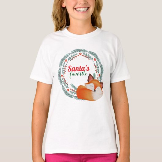 Cute Sleeping Fox Christmas T-Shirt (Vorderseite)