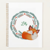 Cute Sleeping Fox Personalized Planer (Vorderseite)