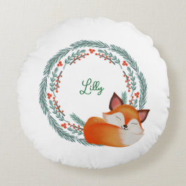 Cute Sleeping Fox Personalized Rundes Kissen