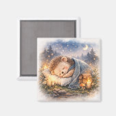 Cute Sleeping Hedgehog  Fridge Magnet (Vorderseite/Rückseite)