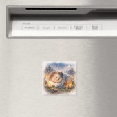 Cute Sleeping Hedgehog  Fridge Magnet (In Situ (Geschirrspüler))