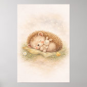 Cute Sleeping Hedgehog Neutral Kids Room Poster (Vorne)