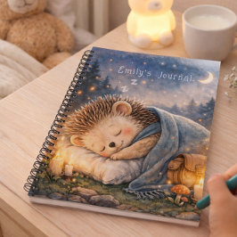 Cute Sleeping Hedgehog Personalized Kids Journal Notizblock