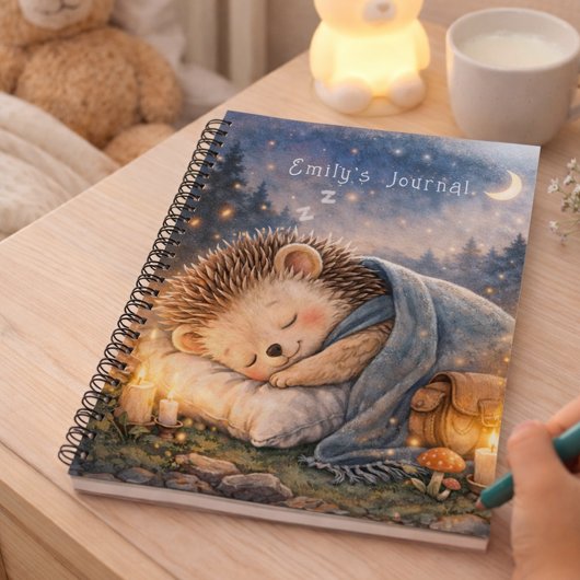 Cute Sleeping Hedgehog Personalized Kids Journal Notizblock