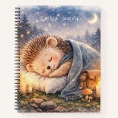 Cute Sleeping Hedgehog Personalized Kids Journal Notizblock (Vorderseite)