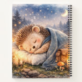 Cute Sleeping Hedgehog Personalized Kids Journal Notizblock (Rückseite)