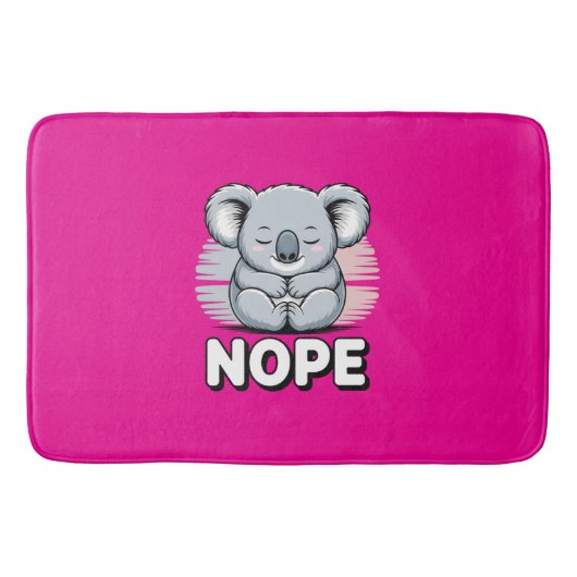 Cute Sleeping Koala “Nope” Funny Cartoon Badematte (Vorderseite)