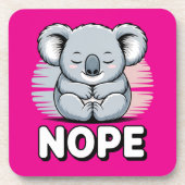 Cute Sleeping Koala “Nope” Funny Cartoon Getränkeuntersetzer (Vorderseite)