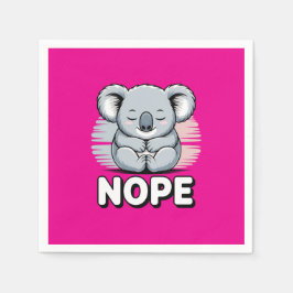 Cute Sleeping Koala “Nope” Funny Cartoon Serviette