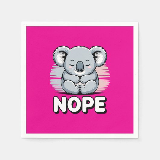 Cute Sleeping Koala “Nope” Funny Cartoon Serviette (Vorderseite)