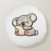 Cute Sleeping Koala with Pillow Rundes Kissen (Rückseite)