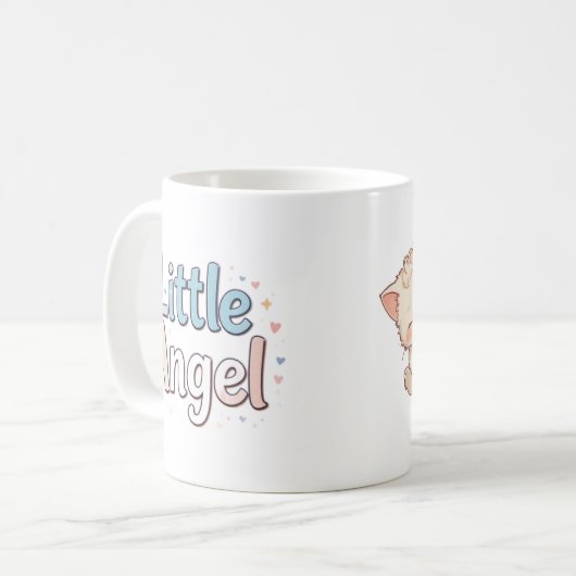 Cute Sleeping Little Angel Hugging a Heart Mug Kaffeetasse (Vorderseite Links)