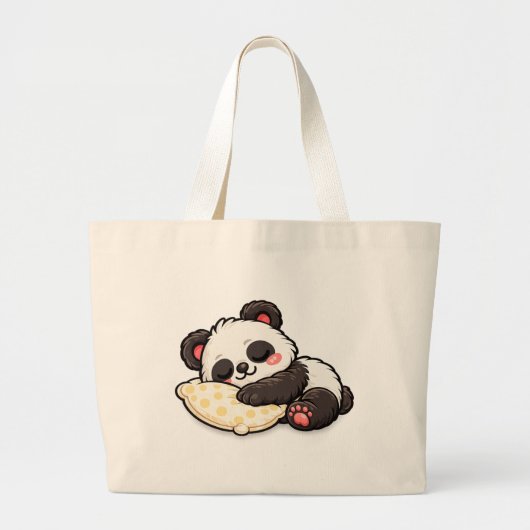 Cute Sleeping Panda with Pillow Jumbo Stoffbeutel (Vorne)