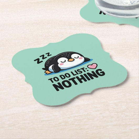 cute sleeping penguin, to do list nothing untersetzer (angewinkelt)