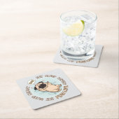 Cute Sleeping Pug Paper Coaster | Eat Sleep Repeat Rechteckiger Pappuntersetzer (Vor Ort)