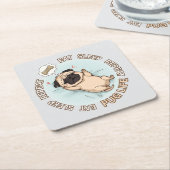 Cute Sleeping Pug Paper Coaster | Eat Sleep Repeat Rechteckiger Pappuntersetzer (angewinkelt)