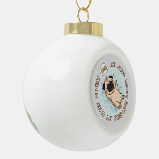 Cute Sleeping Pug Snowflake Ornament | (Links)