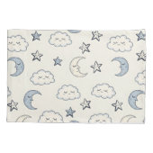 Cute Sleeping Stars, Moons and Clouds Kissenbezug (Rückseite)