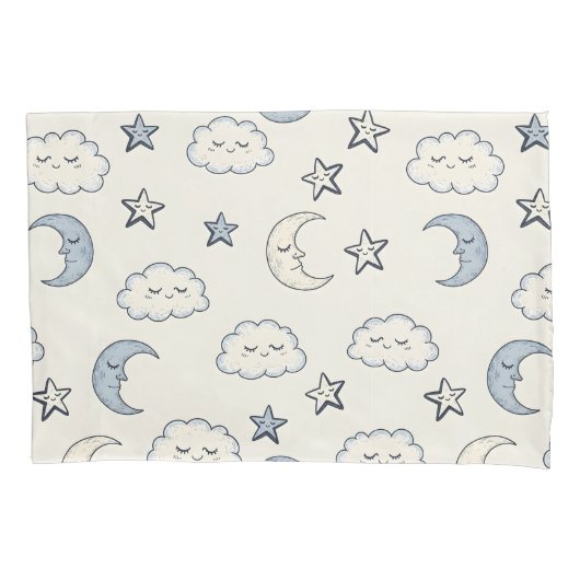 Cute Sleeping Stars, Moons and Clouds Kissenbezug (Vorderseite)