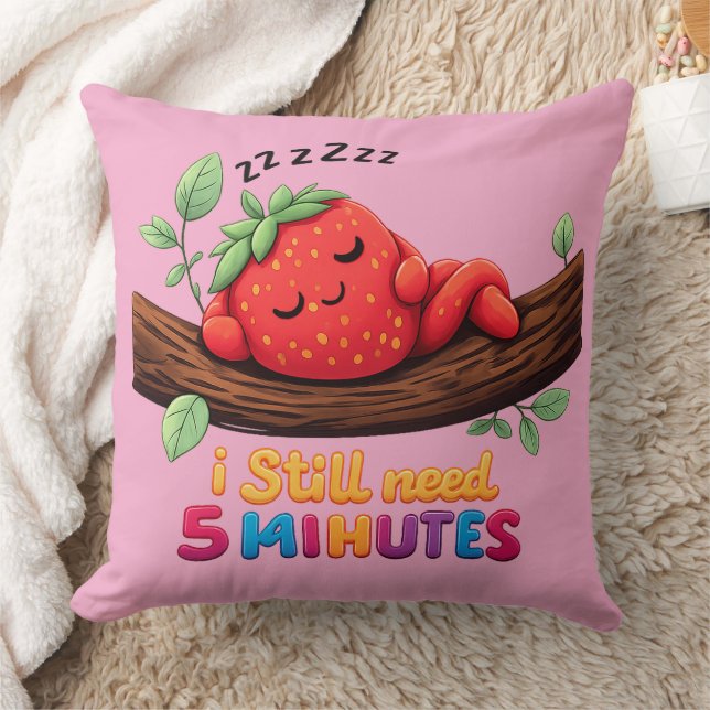 Cute Sleeping Strawberry – 20" Throw Pillow Kissen (Decke)